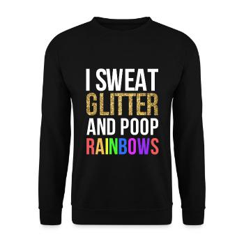 Lustige Diva: Ich schwitze Glitter Poop Rainbows Tee - Unisex Pullover - Schwarz - Vorne - Alina (178cm) & Michal (187cm)