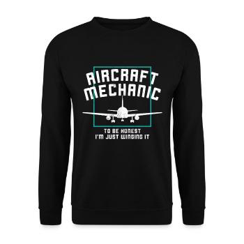 Mécanicien d'avion drôle, je suis juste en train de le voler - Sweat-shirt Unisexe - noir - Devant - Alina (178cm) & Michal (187cm)
