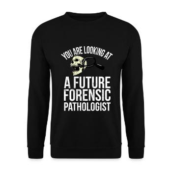 Future Forensic Pathologist - Graduation Gift - Unisex Sweatshirt - black - Front - Alina (178cm) & Michal (187cm)