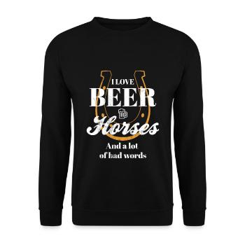 Liebe Pferd und Bier trinken lustigen Humor - Unisex Pullover - Schwarz - Vorne - Alina (178cm) & Michal (187cm)