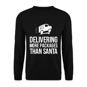 Delivering More Packages Than Santa - Postal Gift - Unisex Sweatshirt - black - Front - Alina (178cm) & Michal (187cm)