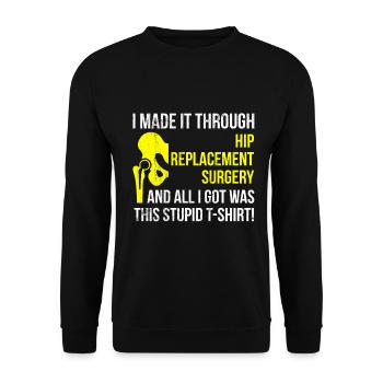 Obtenez bien chirurgie de remplacement de la hanche - Cadeau de récupération - Sweat-shirt Unisexe - noir - Devant - Alina (178cm) & Michal (187cm)