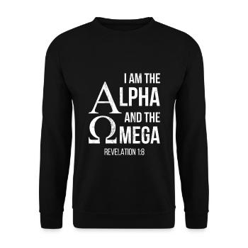 I Am The Alpha And The Omega Christian - Unisex Sweatshirt - black - Front - Alina (178cm) & Michal (187cm)