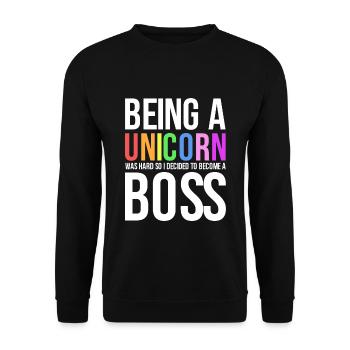 Funny Bosses Day Gift Licorne Boss Women Manager - Sweat-shirt Unisexe - noir - Devant - Alina (178cm) & Michal (187cm)