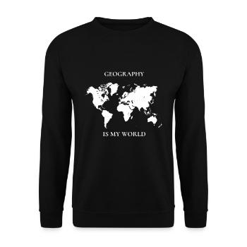 Geographie Geschenk - Geographie ist meine Welt Geographie - Unisex Pullover - Schwarz - Vorne - Alina (178cm) & Michal (187cm)