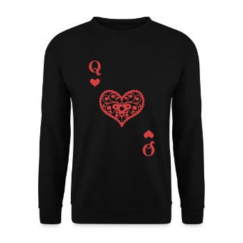 Queen Of Hearts Texas Hold'Em Poker Playing Card - Unisex Sweatshirt - black - Front - Alina (178cm) & Michal (187cm)
