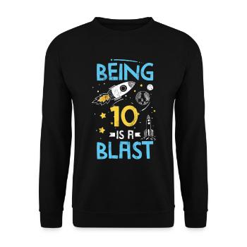 Rakete des Sonnensystems zum Weltraum-Geburtstag, der 10 ist - Unisex Pullover - Schwarz - Vorne - Alina (178cm) & Michal (187cm)