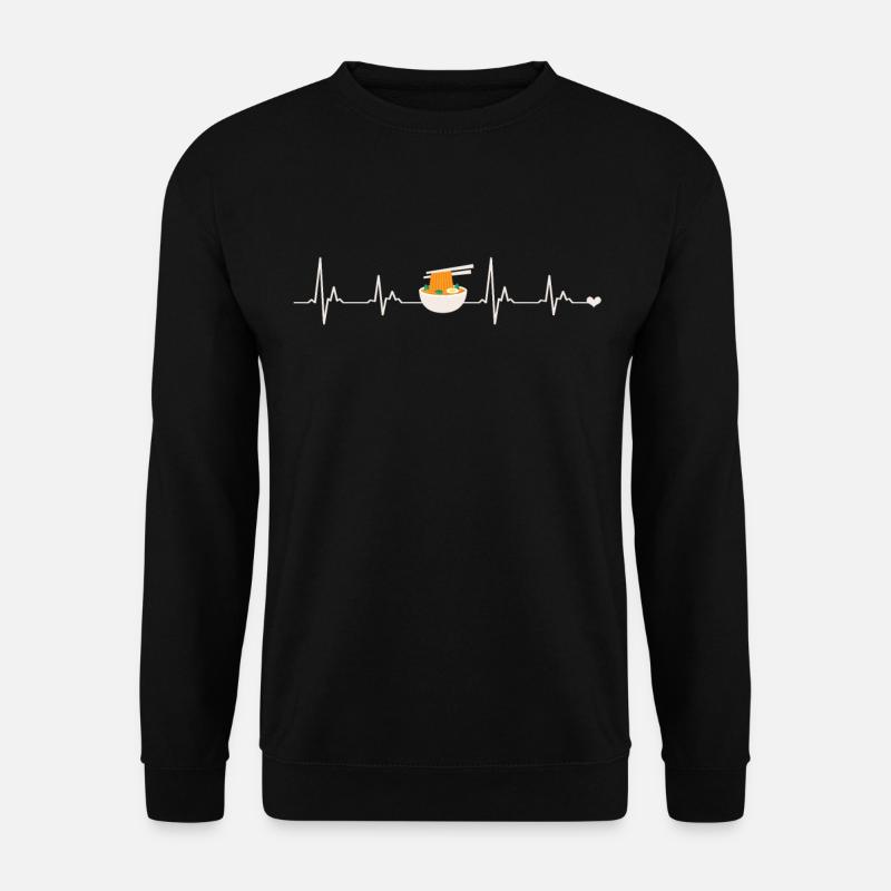 Ramen Heartbeat Japanischer Ramen Food Heartbeat - Unisex Pullover - Schwarz