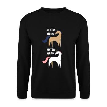 Vorher Nachher Acro Donkey Horse Vs Unicorn Funny - Unisex Pullover - Schwarz - Vorne - Alina (178cm) & Michal (187cm)