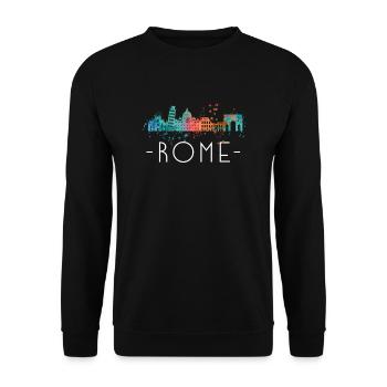 Rome: Aquarelle sur les toits de la ville Italie - Sweat-shirt Unisexe - noir - Devant - Alina (178cm) & Michal (187cm)