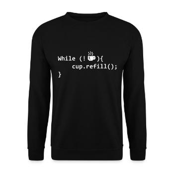 Lustiger Programmierer für Java-Kaffee-Programmierung - Unisex Pullover - Schwarz - Vorne - Alina (178cm) & Michal (187cm)