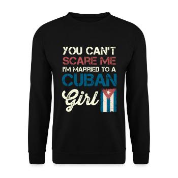 Mens Married To A Cuban Wife Mens Husband Gift - Unisex Sweatshirt - black - Front - Alina (178cm) & Michal (187cm)