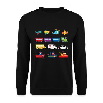 Trains Emergency Vehicles Trucks Cars And Boats - Unisex Sweatshirt - black - Front - Alina (178cm) & Michal (187cm)