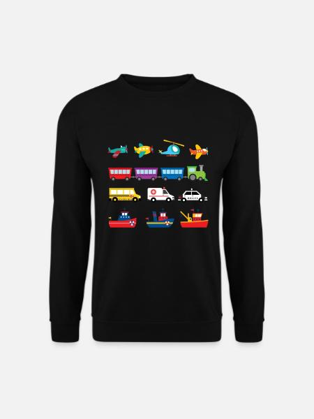 Trains Emergency Vehicles Trucks Cars And Boats - Unisex Sweatshirt - black
