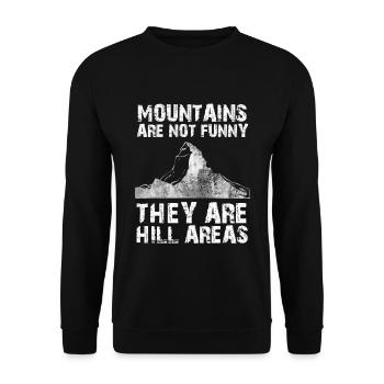 Pun Print Funny Puns Mountains Are Not Funny Bad - Unisex Sweatshirt - black - Front - Alina (178cm) & Michal (187cm)