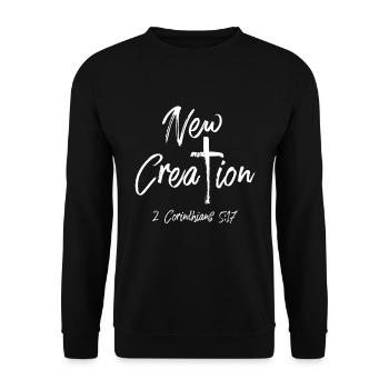 Neue Schöpfung Drucken 2 Korinther 5:17 Produkt - Unisex Pullover - Schwarz - Vorne - Alina (178cm) & Michal (187cm)