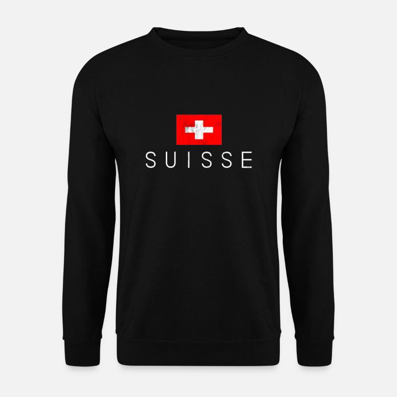 Suisse Imprimer drapeau suisse - Sweat-shirt Unisexe - noir