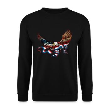 Patriotic Print American Flag Eagle Red White Blue - Unisex Sweatshirt - black - Front - Alina (178cm) & Michal (187cm)