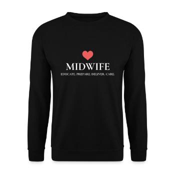 Midwife Graphic Educate Prepare Deliver Care - Unisex Sweatshirt - black - Front - Alina (178cm) & Michal (187cm)