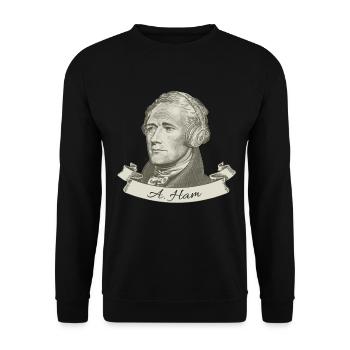 Hamilton écoute de la musique imprimer - drôle - Sweat-shirt Unisexe - noir - Devant - Alina (178cm) & Michal (187cm)