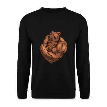 Strong Bear With Muscles, Gym - Unisex Sweatshirt - black - Front - Alina (178cm) & Michal (187cm)