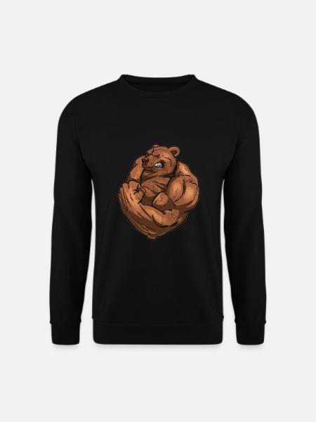 Starker Bär mit Muskeln, Fitnessstudio - Unisex Pullover - Schwarz