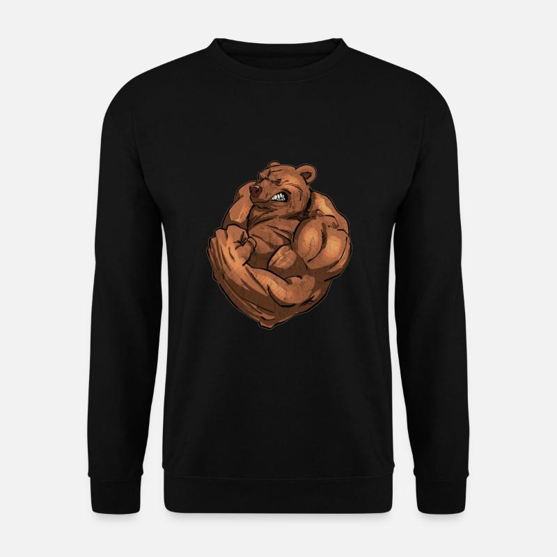 Starker Bär mit Muskeln, Fitnessstudio - Unisex Pullover - Schwarz