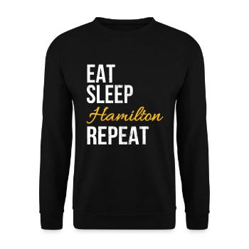 Eat Sleep Repeat Alexander Hamilton Repeat - Unisex Sweatshirt - black - Front - Alina (178cm) & Michal (187cm)