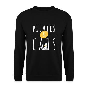 Pilates und Katzen Besitzer Liebhaber Instruktor Lehrer - Unisex Pullover - Schwarz - Vorne - Alina (178cm) & Michal (187cm)