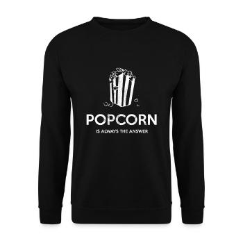 Funny Popcorn Lovers Popcorn Is Always The Answer - Unisex Sweatshirt - black - Front - Alina (178cm) & Michal (187cm)