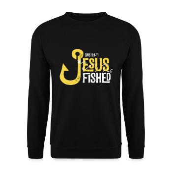 Jesus Fished Big Hook Jesus Surfed Fishing - Unisex Sweatshirt - black - Front - Alina (178cm) & Michal (187cm)