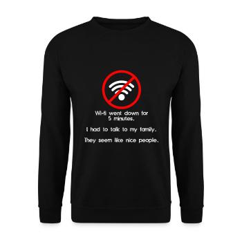 Wifi Down Talk mit netten Familienmitgliedern Pre Teen - Unisex Pullover - Schwarz - Vorne - Alina (178cm) & Michal (187cm)