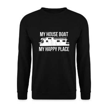 Houseboat My House Boat Happy Place Lake Life - Unisex Sweatshirt - black - Front - Alina (178cm) & Michal (187cm)
