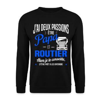 PAPA ROUTIER - Sweat-shirt Unisexe - noir - Devant - Alina (178cm) & Michal (187cm)