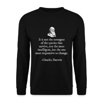 Charles Darwin Evolutionstheorie Porträt der Frauen - Unisex Pullover - Schwarz - Vorne - Alina (178cm) & Michal (187cm)
