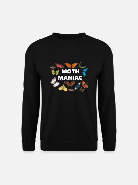 Moth Maniac - Weißer Schriftzug - Unisex Pullover - Schwarz
