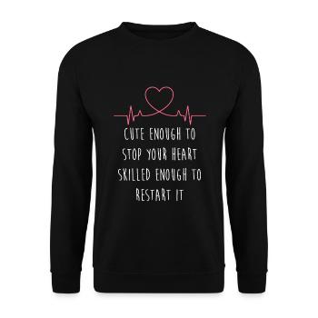 Nurse Nurse Gift Funny Nurse Design - Unisex Sweatshirt - black - Front - Alina (178cm) & Michal (187cm)
