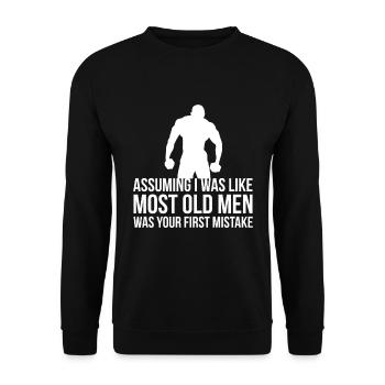 Vieil homme haltérophilie pour les personnes âgées fortes - Sweat-shirt Unisexe - noir - Devant - Alina (178cm) & Michal (187cm)