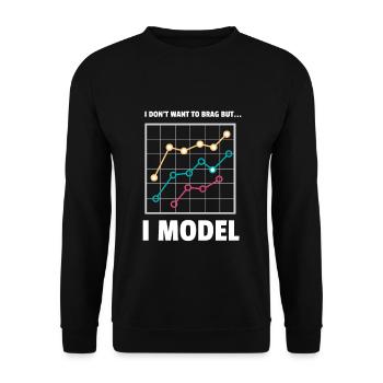Ich Modell: Lustiges Data Science Humor Design - Unisex Pullover - Schwarz - Vorne - Alina (178cm) & Michal (187cm)