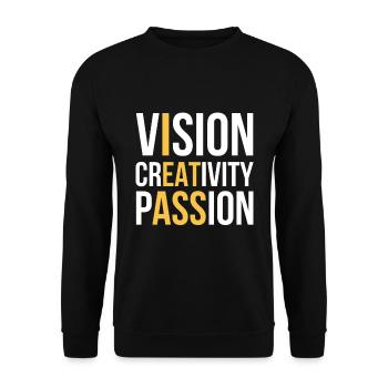 Vision Kreativität Leidenschaft Lustige versteckte Botschaft I - Unisex Pullover - Schwarz - Vorne - Alina (178cm) & Michal (187cm)
