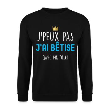 Papa et file , idée cadeau humour bêtise - Sweat-shirt Unisexe - noir - Devant - Alina (178cm) & Michal (187cm)