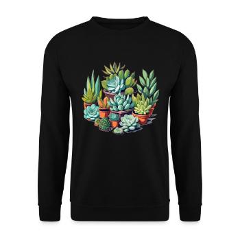 Pflanzen - Unisex Pullover - Schwarz - Vorne - Alina (178cm) & Michal (187cm)