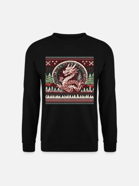 Ugly Christmas Drache - Unisex Pullover - Schwarz
