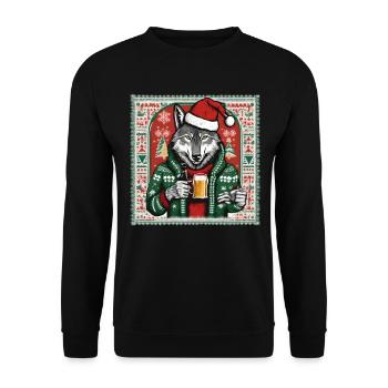 Wolf - Unisex Pullover - Schwarz - Vorne - Alina (178cm) & Michal (187cm)