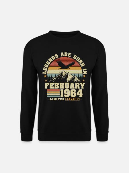 Februar 1964 Jahrgang Geburtstag Geschenk - Unisex Pullover - Schwarz