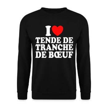 Boucher I Love Tende De Tranche De Boeuf - Sweat-shirt Unisexe - noir - Devant - Alina (178cm) & Michal (187cm)