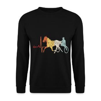 Traber Trabrennen in retro oder vintage Style - Unisex Pullover - Schwarz - Vorne - Alina (178cm) & Michal (187cm)