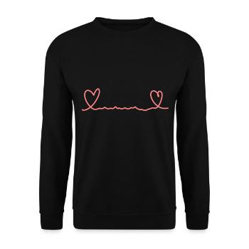 Ligne de cœur à deux cœurs rose - Sweat-shirt Unisexe - noir - Devant - Alina (178cm) & Michal (187cm)