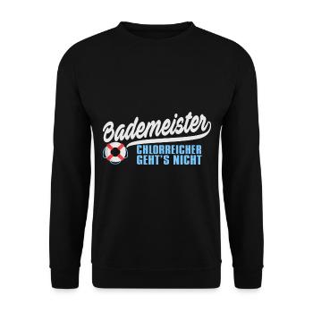 Bademeister Schwimmen Freibad Schwimmbad Geschenk - Unisex Pullover - Schwarz - Vorne - Alina (178cm) & Michal (187cm)
