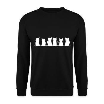 Katzen Katze Linie Haustiere cartoon strich - Unisex Pullover - Schwarz - Vorne - Alina (178cm) & Michal (187cm)